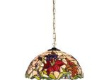 Casa Padrino Lampada A Sospensione Tiffany Multicolore Ø 40 X H. 75 Cm - Lampada A Sospensione Tiffany Art Deco - Lampada A Sospensione Per Il Soggiorno - Lampada A Sospensione Deco - Luci Art Deco - Luci Tiffany