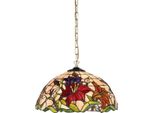 Casa Padrino Lampada A Sospensione Tiffany Multicolore Ø 40 X H. 75 Cm - Lampada A Sospensione Tiffany Art Deco - Lampada A Sospensione Per Soggiorno - Lampada A Sospensione Decorativa - Luci Tiffany - Luci Art Deco