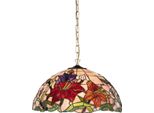 Casa Padrino Lampada A Sospensione Tiffany Multicolore Ø 50 X H. 85 Cm - Lampada A Sospensione Tiffany Art Deco - Lampada A Sospensione Per Soggiorno - Lampada A Sospensione Decorativa - Luci Tiffany - Luci Art Deco