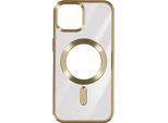 Custodia In Silicone Magsafe Apple Iphone 15 Plus Protezione Fotocamera Cromo Surround Oro