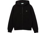 Felpa Con Cappuccio Lacoste Con Logo Ricamato E Zip, Nera 3XL