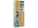 Armadio Ufficio Lona Rovere Bianco / Miele L. 70 X A. 184 X P. 37 Cm