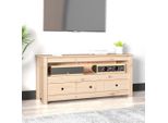 The Living Store Mobile Tv 114X35X52 Cm In Legno Di Pino Massiccio