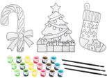 Immagini Di Finestre Da Colorare - Natale / Set Di 3 - Inclusi Colori E Pennelli