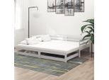 The Living Store Letto Da Giorno Allungabile 2X(90X200) Cm In Legno Di Pino Massiccio Bianco