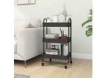 The Living Store Carrello A 3 Livelli Antracite 43X34X79 Cm In Acciaio