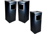 Set Di 3 Posacenere Da Esterno Con Cestino Interno | 61,5 X 23 X 23 Cm Posacenere Da Esterno Con Cestino Per Esterni E Interni | Posacenere Rettangolare Nero, Da Appoggio Per Esterni