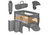 Lionelo Stefi Plus 2-In-1 Lettino Da Viaggio E Box Fino A 15 Kg, Lettino Per Bambini, Lettino Da Viaggio Con Materasso, Ingresso Laterale Con Cerniera - Grigio