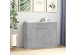 The Living Store Credenza Cemento Grigio 88X30X70 Cm Materiale A Base Di Legno