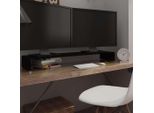 The Living Store Tavolo Tv/Alzata Schermo In Vetro Nero 120X30X13 Cm