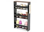 Costway Carrello Da Nicchia Largo 13 Cm, Carrello Da Cucina Stretto A 4 Ripiani, Scaffale Da Nicchia Su Ruote, Carrello Di Servizio, Scaffale Da Bagno In Legno, 47,5X13X80,5 Cm, Nero