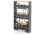 Costway Carrello Da Nicchia Largo 13 Cm, Carrello Da Cucina Stretto A 4 Ripiani, Scaffale Da Nicchia Su Ruote, Carrello Da Portata, Scaffale Da Bagno In Legno, 47,5X13X80,5 Cm, Grigio+Naturale
