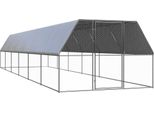 The Living Store Gabbia Per Polli Da Esterno 3X12X2 M Acciaio Zincato