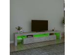 The Living Store Mobile Tv Con Luci Led Grigio Cemento 215X36,5X40 Cm