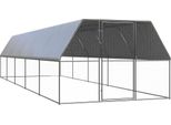 The Living Store Gabbia Per Polli Da Esterno 3X10X2 M Acciaio Zincato