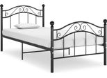 The Living Store Letto In Metallo Nero 100X200 Cm