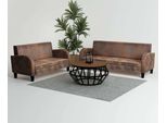 The Living Store Set Di Divani A 2 Pezzi Ecopelle In Look Scamosciato Marrone