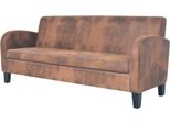 The Living Store Divano A 3 Posti In Ecopelle Scamosciata Marrone