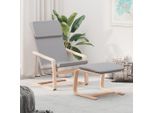 The Living Store Poltrona Relax Con Sgabello In Tessuto Grigio Chiaro