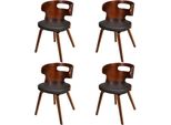 The Living Store Sedie Da Pranzo 4 Pz. Legno Curvo Marrone E Similcuoio