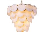 Casa Padrino Lampadario Bianco/Ottone Antico Ø 66 X H. 56 Cm - Lampadario Per Soggiorno - Lampadario Per Hotel - Lampadario Per Ristorante - Qualità