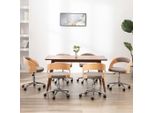 The Living Store Sedie Da Pranzo Girevoli 6 Pz. Bentwood E Tessuto Color Taupe