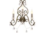 Casa Padrino Lampada Da Parete Barocca In Cristallo Argento Antico 48 X H. 51 Cm - Magnifica Lampada Da Parete Barocca In Metallo - Luci Barocche - Nobile & Magnifico