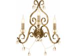 Casa Padrino Lampada Da Parete Barocca In Cristallo Oro Antico 48 X H. 51 Cm - Magnifica Lampada Da Parete Barocca In Metallo - Luci Barocche - Nobile & Magnifico