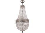 Casa Padrino Lampadario Barocco In Cristallo Argento Ø 40 X H. 95 Cm - Lampadario Rotondo Da Salotto In Stile Barocco - Nobile E Magnifico
