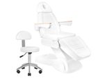 Sillon Lux 273B Sedia Cosmetica Elettrica + Sgabello 304 Bianco