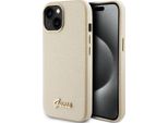 Guess Guhcp15Spgmcsd Iphone 15 / 14 / 13 6.1 ZłOty/Light Gold Custodia Rigida Scritta Lucida Glitterata