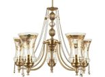 Casa Padrino Lampadario In Cristallo Barocco Ottone Con Patina Ø 60 X H. 60 Cm - Magnifico Lampadario Da Salotto In Stile Barocco - Nobile & Magnifico