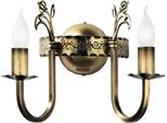 Casa Padrino Lampada Da Parete Barocca Doppia In Ottone Patinato 28 X 24 X H. 25 Cm - Lampada Da Parete Barocca In Metallo - Luci Barocche - Nobile & Magnifico