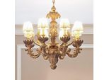 Casa Padrino Lampadario Barocco Colori Naturali / Marrone / Panna Ø 79 X H. 82 Cm - Magnifico Lampadario Da Salotto In Stile Barocco - Nobile E Magnifico - Qualità - Italy