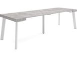 Consolle Allungabile, 262X90X73Cm, Per 12 Persone, Gambe In Legno, Cemento