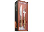 Set Di Posate Arcos Serie Mesa (6 Coltelli + 6 Forchette) -110 Mm Di Acciaio Inossidabile Nitrum -Manico In Legno Pressato Marrone, 12 Pezzi.
