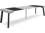 Consolle Allungabile, 302X90X73Cm, Per 14 Persone, Gambe In Legno, Cemento