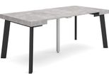 Consolle Allungabile, 180X90X73Cm, Per 8 Persone, Gambe In Legno, Cemento