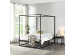 Letto A Baldacchino 'Kristianstad' Con Rete A Doghe In Metallo 140 X 200 Cm Nero