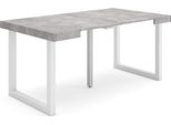 Consolle Allungabile, 160X90X73Cm, Per 8 Persone, Gambe In Legno, Cemento