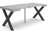 Consolle Allungabile, 180X90X73Cm, Per 8 Persone, Gambe In Legno, Cemento