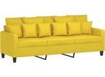 Vidaxl Divano 3 Posti Giallo Chiaro 180 Cm Tessuto