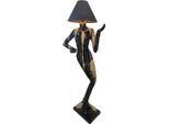 Casa Padrino Lampada Da Terra Lady Nero / Oro H. 187 Cm - Lampada Da Terra Di Design Con Paralume - Lampade Da Terra - Luci - Interni