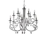 Casa Padrino Lampadario Barocco In Cristallo Argento Ø 90 X H. 75 Cm - Magnifico Lampadario Da Salotto In Stile Barocco - Nobile & Magnifico