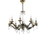 Casa Padrino Lampadario In Cristallo Barocco Ottone Con Patina Ø 60 X H. 63 Cm - Magnifico Lampadario Da Salotto In Stile Barocco - Nobile & Magnifico