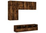 Parete Attrezzata A 4 Pezzi In Legno Di Rovere Fumé