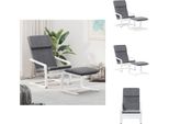 Vidaxl Poltrona Relax Con Sgabello In Tessuto Grigio Scuro - Poltrona