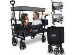 Carrello Pieghevole Con Tetto, Spinta E Traino – Con Tettuccio Antipioggia, Zanzariera E Freno – Carretto Pieghevole Per Bambini E Campeggio