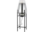 Casa Padrino Lampada Da Terra Argento / Nero 30 X 30 X H. 97 Cm - Lampada Da Terra In Metallo Con Paralume In Vetro - Lampade Da Terra - Luci - Interni