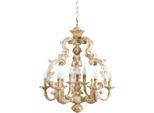 Casa Padrino Lampadario Barocco Bianco / Grigio / Oro Ø 70 X H. 83 Cm - Magnifico Lampadario Da Salotto In Stile Barocco - Nobile E Magnifico - Qualità - Italy